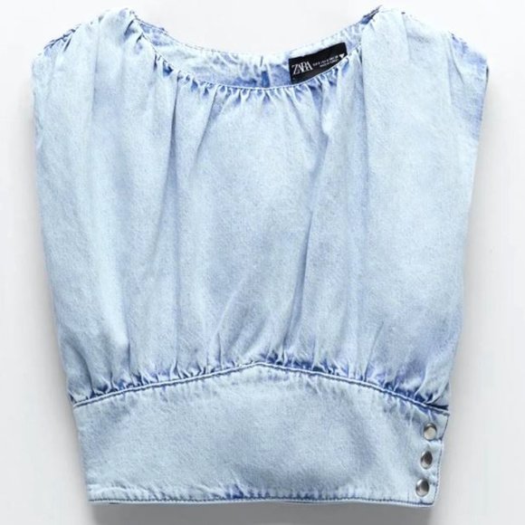 Draped denim top - Picture 1 of 4
